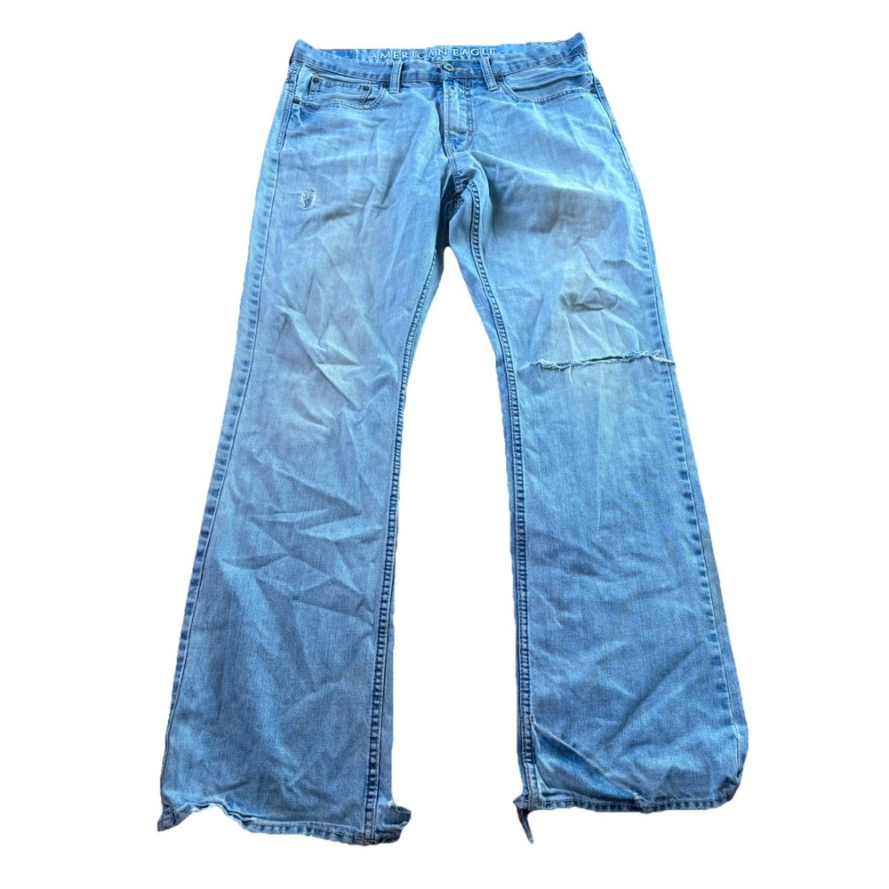 VTG American Eagle Bootcut Jeans Mens 32x34 Blue Distressed 100%‎ Cotton 90s